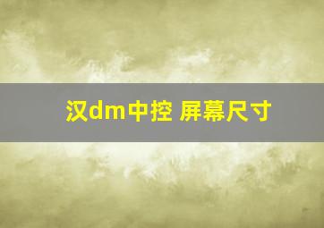 汉dm中控 屏幕尺寸